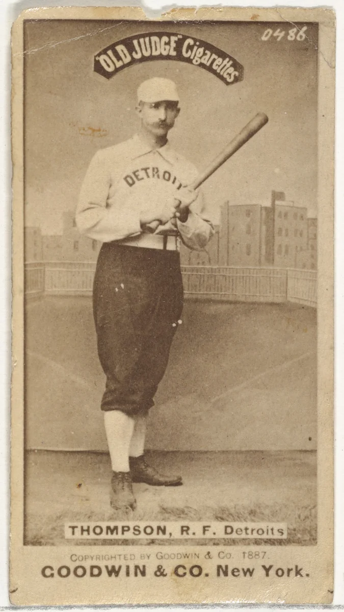 Samuel Luther "Sam" Thompson, Right Field, Detroit Wolverines, from the Old Judge series (N172) for Old Judge Cigarettes by Goodwin & Company, photograph, 1887