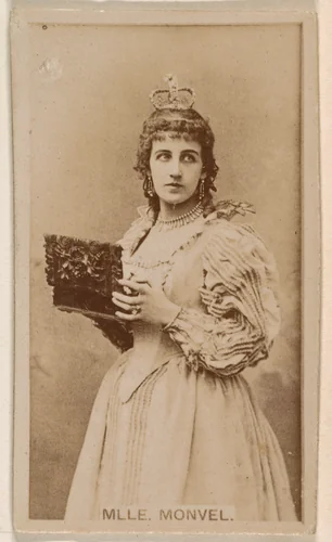 Mlle. Monvel, from the Actresses series (N245) issued by Kinney Brothers to promote Sweet Caporal Cigarettes by Kinney Brothers Tobacco Company, photograph, 1890