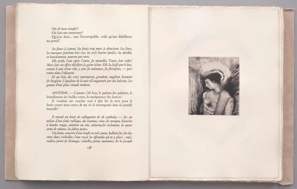 Here Is the Good Goddess, the Idaean Mother of the Mountains (Voici la bonne-déesse, l'idéenne des montagnes) (plate XIII) from La Tentation de Saint-Antoine by Odilon Redon, illustrated book, 1896