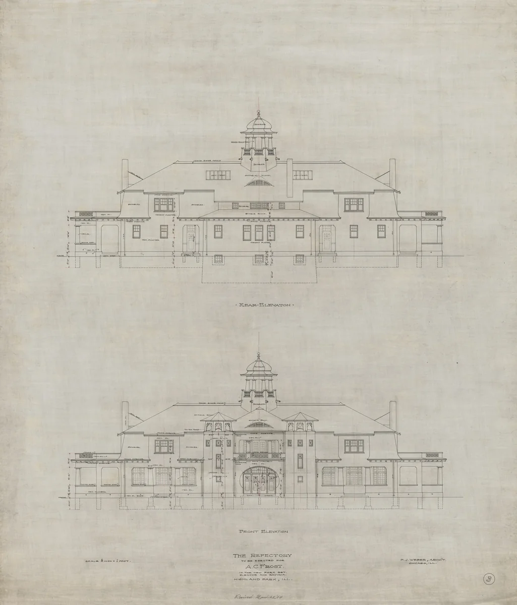 Ravinia Refectory by Peter J. Weber, drawing, 1904