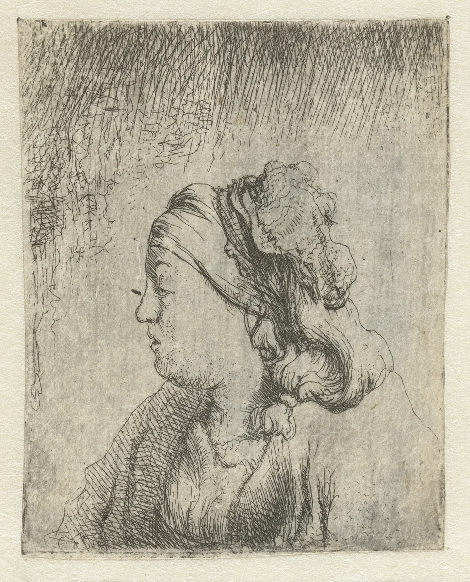 Borstbeeld van een jonge vrouw by Jan Lievens, print, 1625-1674