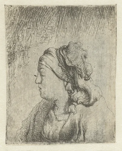 Borstbeeld van een jonge vrouw by Jan Lievens, print, 1625-1674