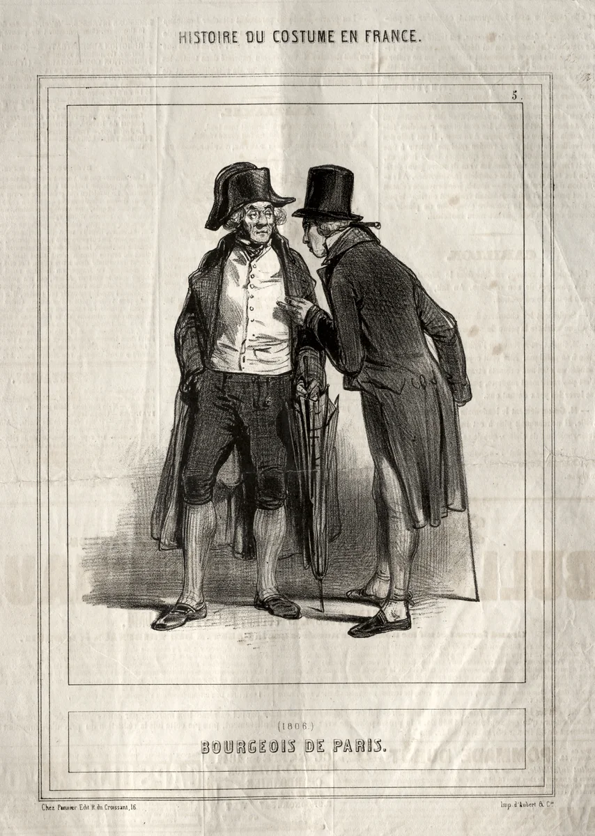 Histoire du Costume en France: Bourgeois de Paris by Paul Gavarni, print, 1843