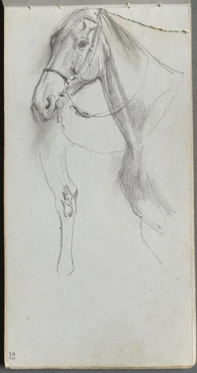 Sketchbook, page 55: Study for a Horse by Ernest Meissonier, book, 1860-1869