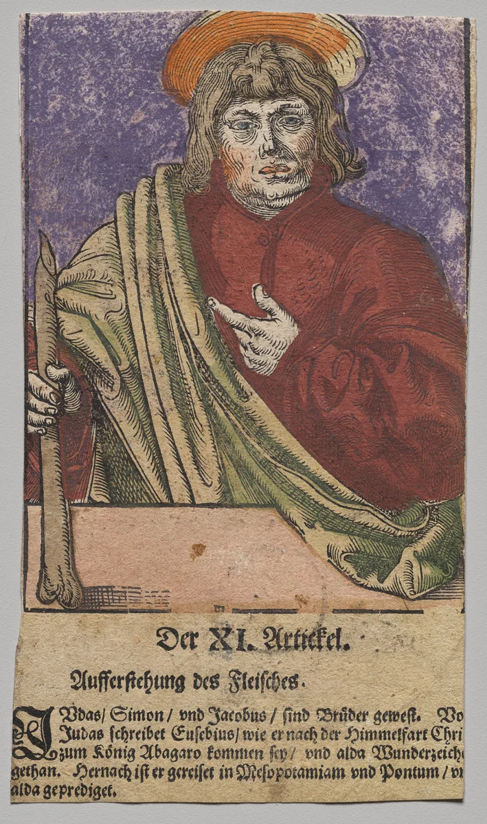 Jude from Christ, the Apostles, and Saint Paul by Lucas Cranach, print, 1563-1564