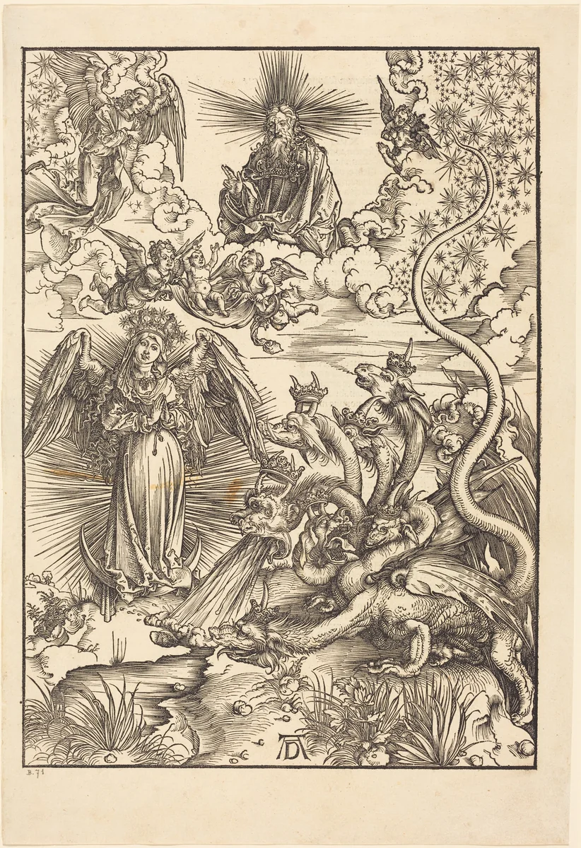 The Apocalyptic Woman by Albrecht Dürer, print, 1498