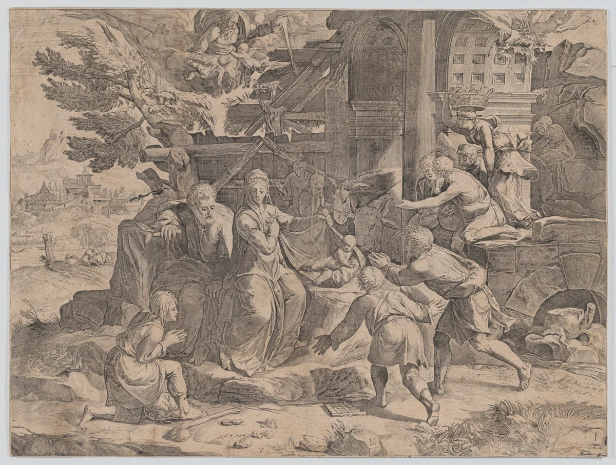 The Adoration of the Shepherds by Cornelis Cort, print, 1569