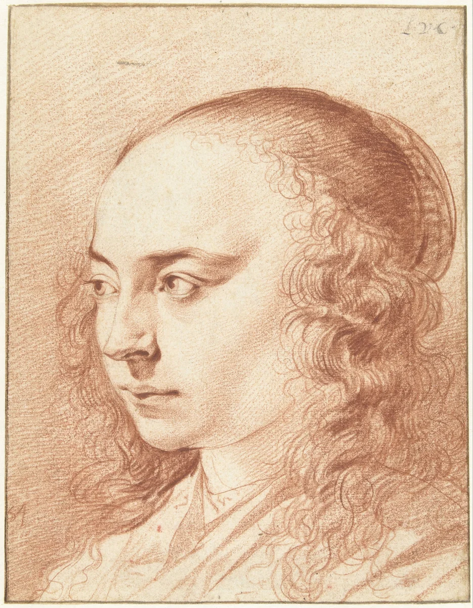 Portret van een onbekende jonge vrouw by Leendert van der Cooghen, drawing, 1654