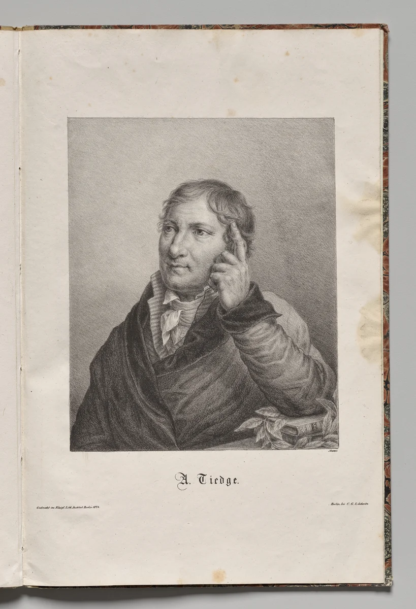 Germany's Famous Authors: Portrait of Chrisoph August Tiedge by Gustav Lüderitz, print, 1824