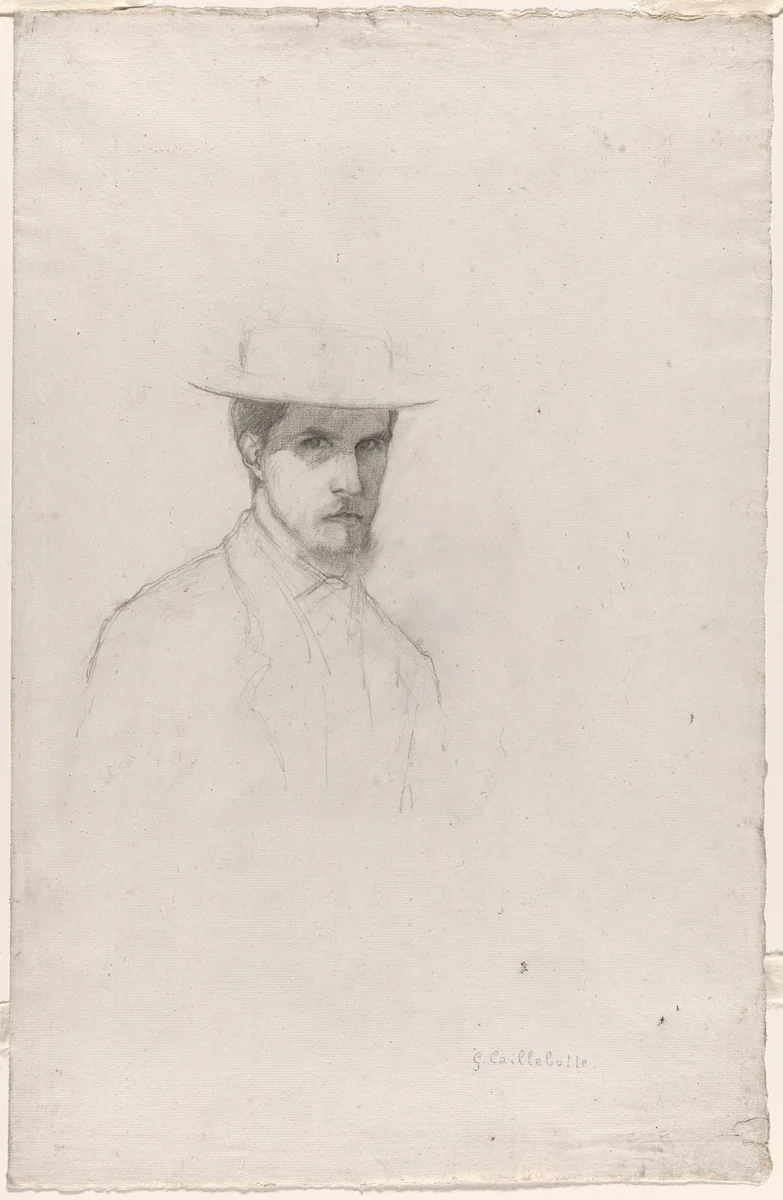 Self-Portrait with a Hat by Gustave Caillebotte, drawing, 1874-1884