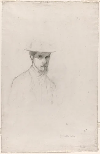 Self-Portrait with a Hat by Gustave Caillebotte, drawing, 1874-1884