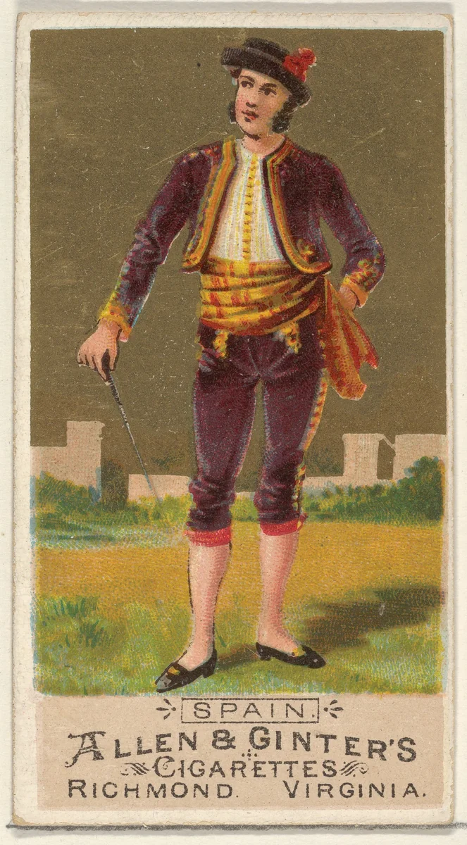 Spain, from the Natives in Costume series (N16) for Allen & Ginter Cigarettes Brands by Allen & Ginter, print, 1886