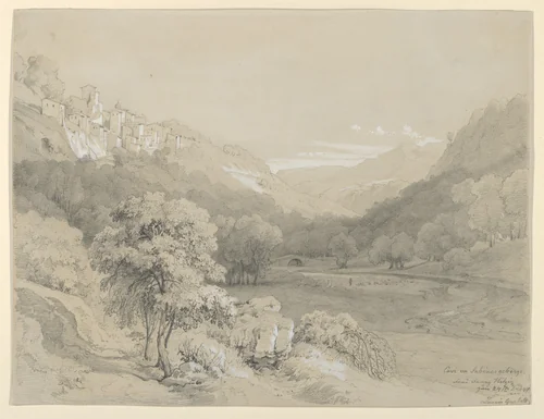 A View of Cavi in the Sabine Hills by Louis Gurlitt, drawing, 1848