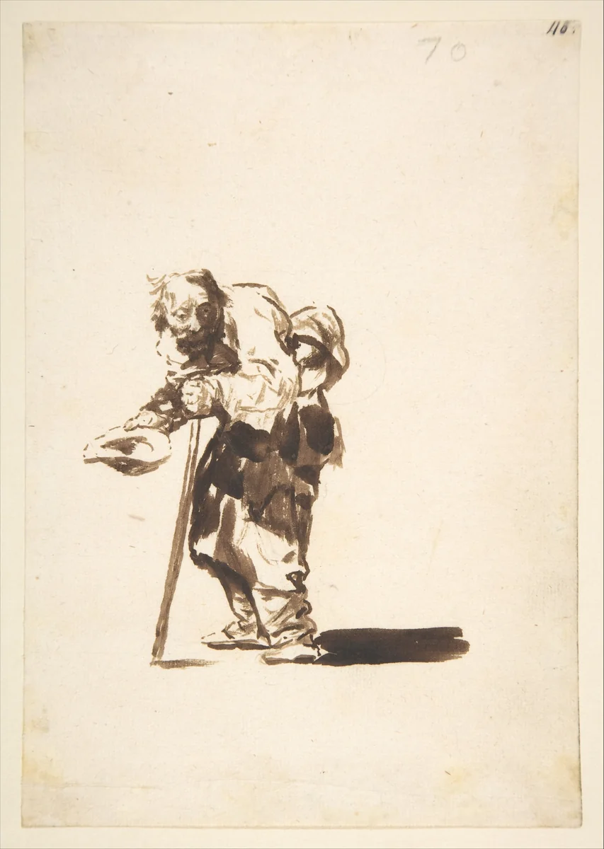 Beggar with a staff in his left hand; folio 70 from the "Images of Spain" Album (F) by Goya, drawing, 1807-1825