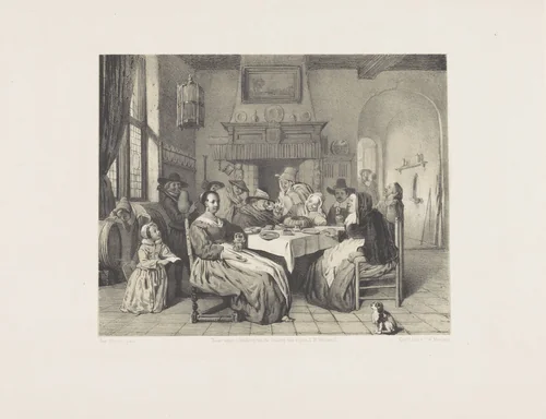 Driekoningenfeest by Reinier Craeyvanger, print, 1822-1880