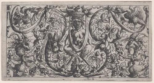 Ornamental Fillet with a Satyr at Centre by Augustin Hirschvogel, other, 1543