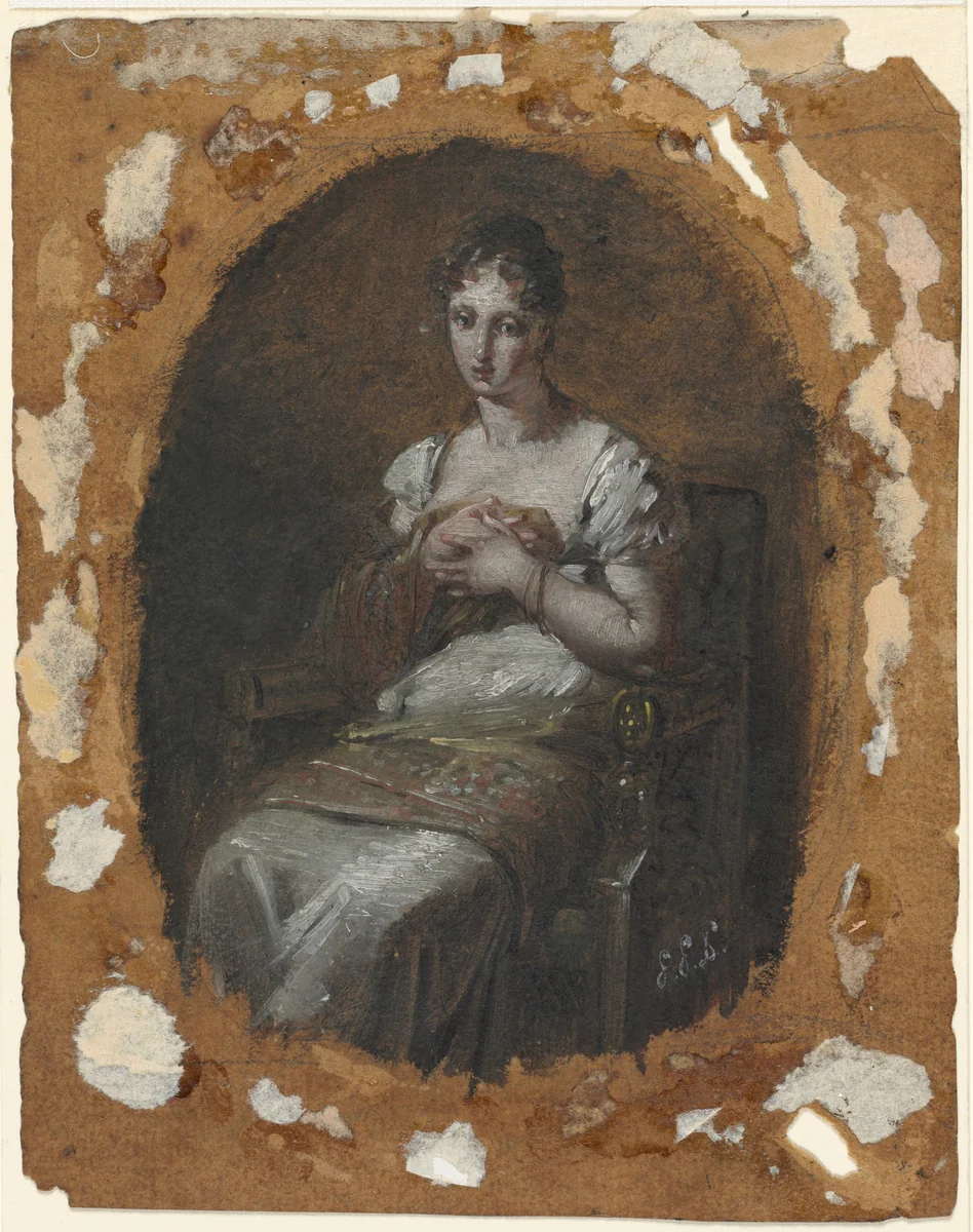 Young Woman Seated by Pierre-Paul Prud'hon, drawing, 1758-1823