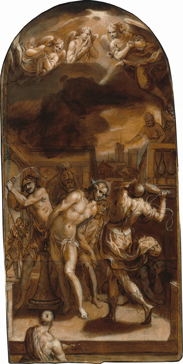 The Flagellation of Christ by Claudio Ridolfi, drawing, 1614-1619