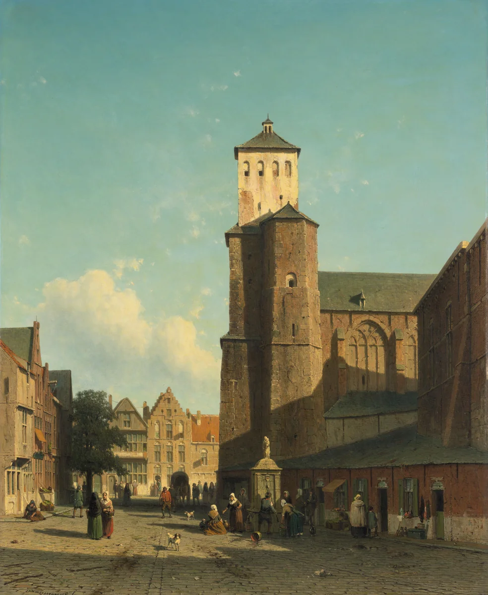 St Denis Church in Liège by Jan Weissenbruch, painting, 1850-1860