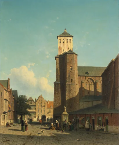 St Denis Church in Liège by Jan Weissenbruch, painting, 1850-1860
