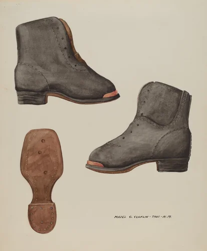 Copper-toed Child's Shoe by Majel G. Claflin, index of american design, 1937