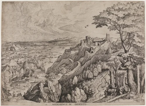 Saint Jerome in the Desert by Hieronymus Cock, print, 1548-1558