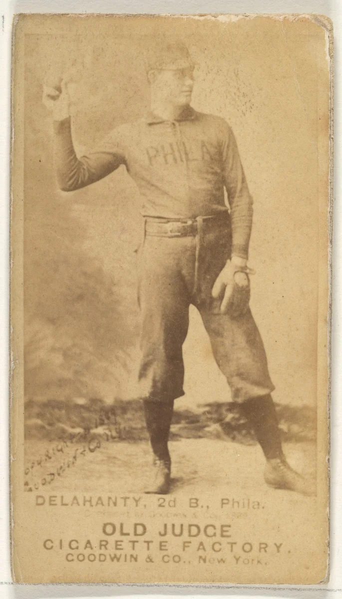 Edward James "Big Ed" Delahanty, 2nd Base, Philadelphia, from the Old Judge series (N172) for Old Judge Cigarettes by Goodwin & Company, photograph, 1887-1890