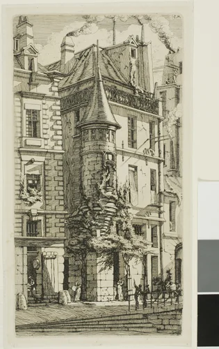 House with a Turret, rue de la Tixéranderie by Charles Meryon, print, 1852