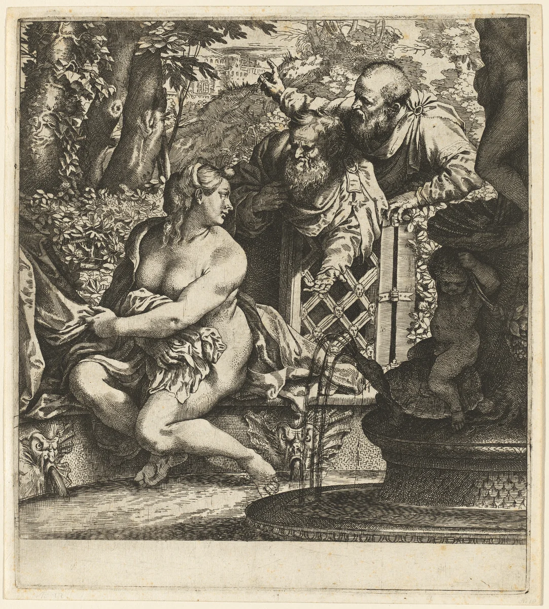 Susanna and the Elders by Annibale Carracci, print, 1590-1595