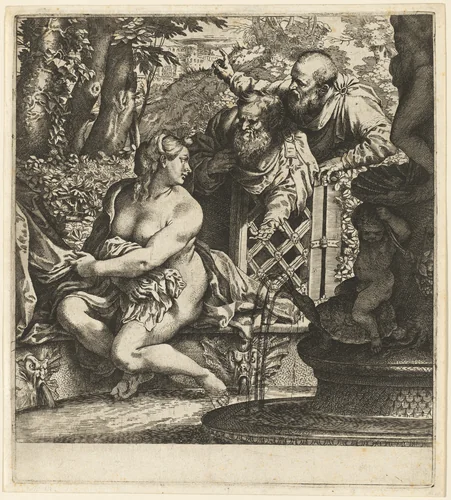 Susanna and the Elders by Annibale Carracci, print, 1590-1595