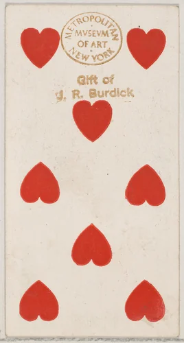 Eight Hearts, from the Playing Cards series (N84) to promote Turkish Cross-Cut Cigarettes for W. Duke, Sons and Co. by W. Duke, Sons & Co., print, 1888