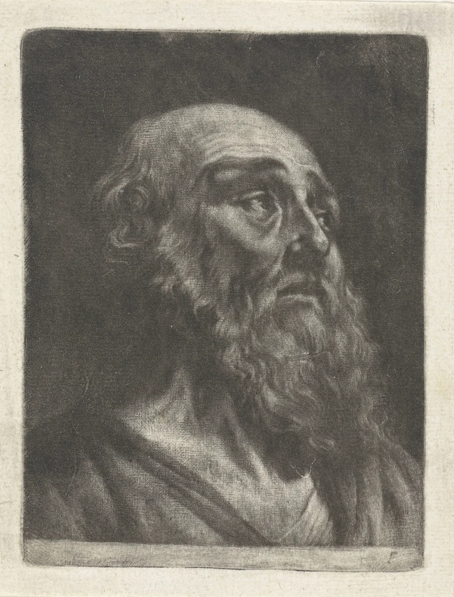 Buste van een oude man met een baard by Jan Verkolje, print, 1660-1693