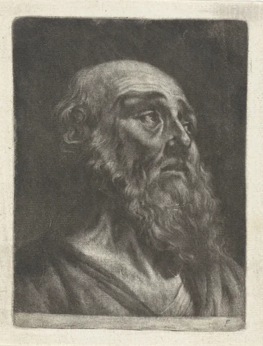 Buste van een oude man met een baard by Jan Verkolje, print, 1660-1693