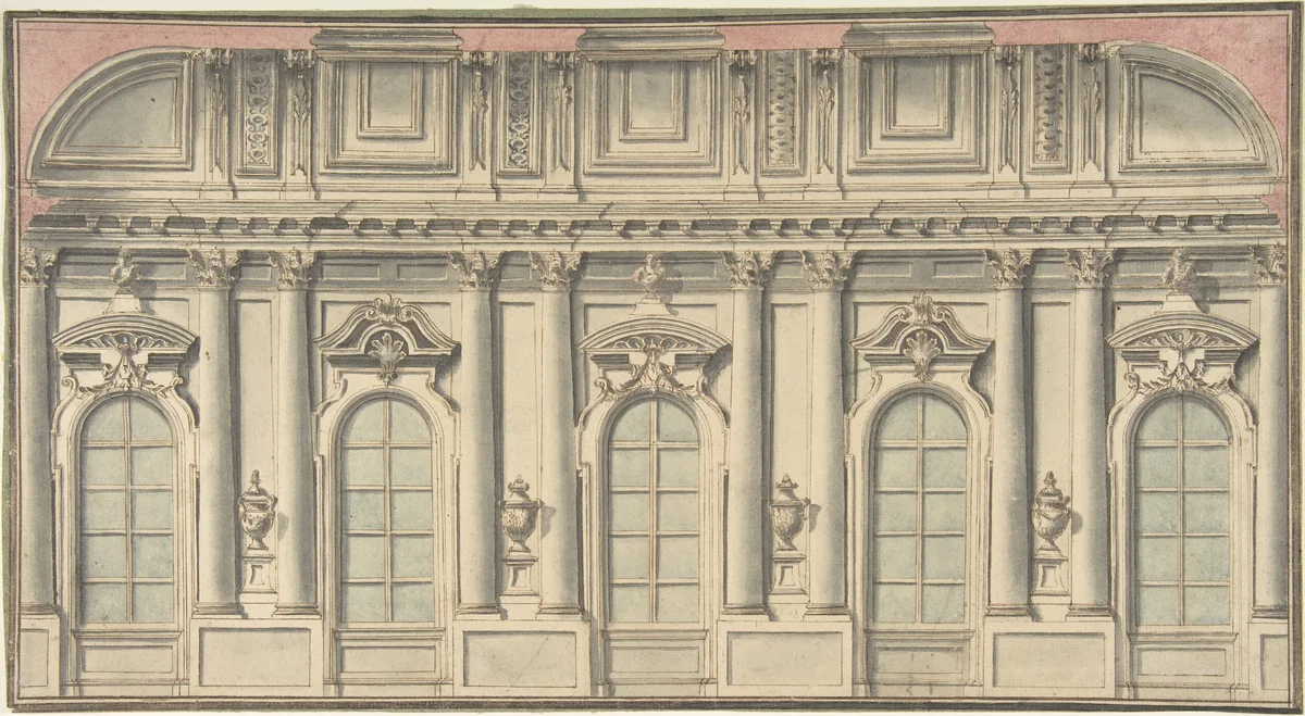 Wall Elevation and Interior by anonymous, drawing, 1700-1800