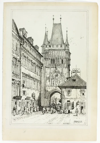 Prague, from Facsimiles of Sketches made in Flanders and Germany by Samuel Prout, print, 1833