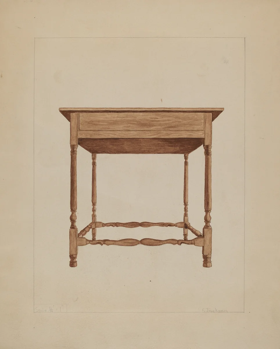 Table by Frederick Jackson, index of american design, 1935-1942