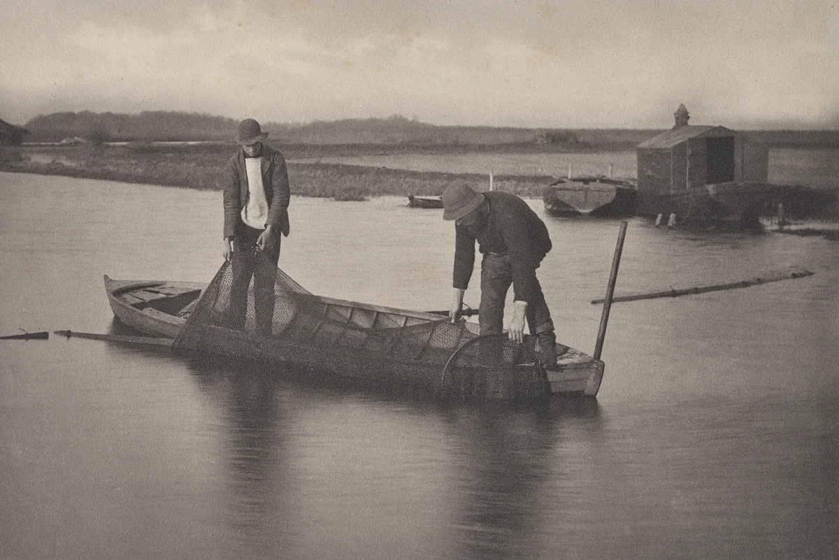 Taking Up the Eel Net by Peter Henry Emerson, photograph, 1886