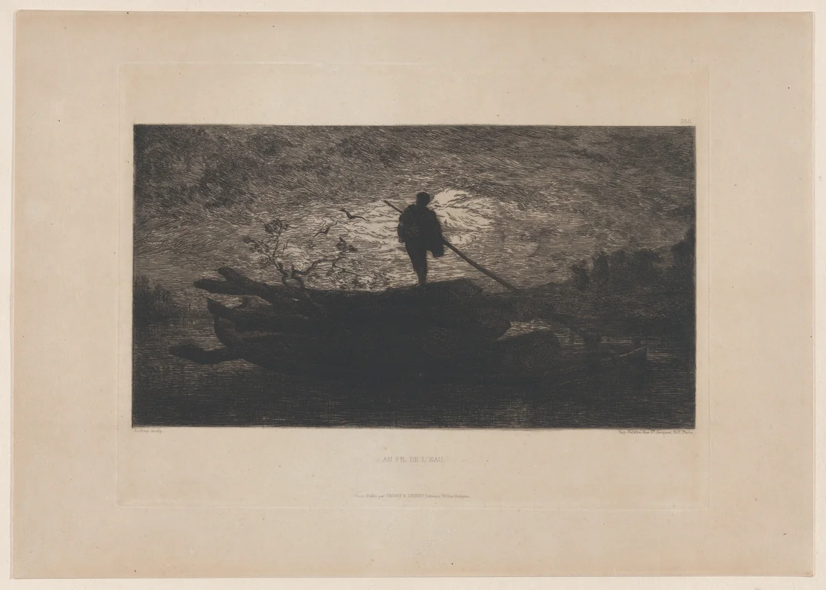 Along the Stream by Alphonse Edouard Enguérand Aufray de Roc'Bhian, print, 1866