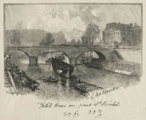 Petit bras au Pont St. Michel by Auguste Louis Lepère, print, 1891