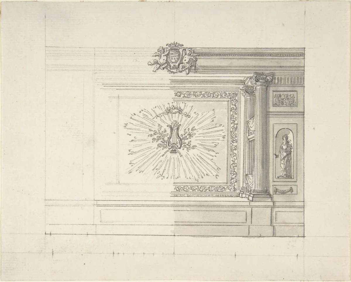 Design for a Wall Decoration by anonymous, drawing, 1700-1800