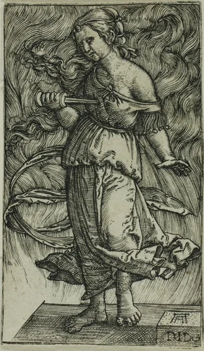 Dido Killing Herself by Albrecht Altdorfer, print, 1515-1535