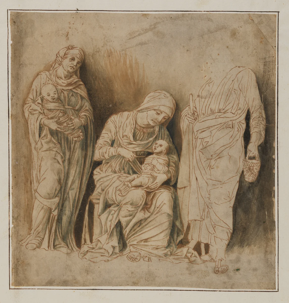 The Holy Family with Saint Elizabeth and the Infant John the Baptist by Andrea Mantegna, drawing, 1500-1535