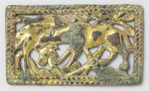 Belt Buckle Plaque by anonymous, textile, -200--100