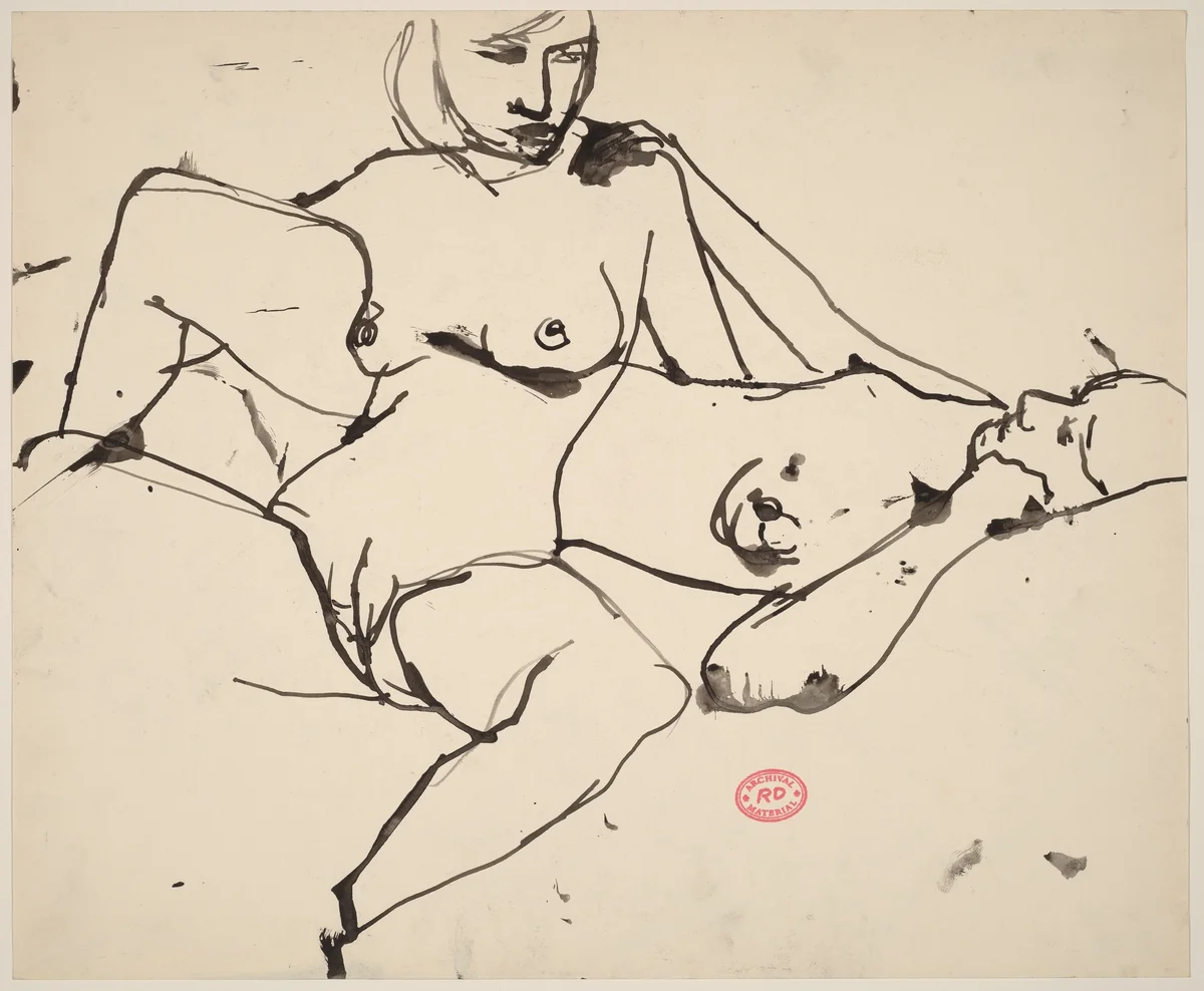 Untitled [seated female nude intertwined with a reclining nude] by Richard Diebenkorn, drawing, 1955-1967