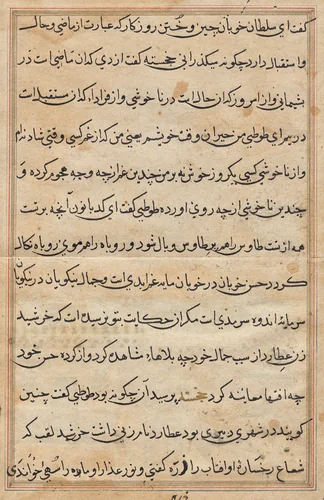 Page from Tales of a Parrot (Tuti-nama): text page by Unknown, painting, 1555-1565