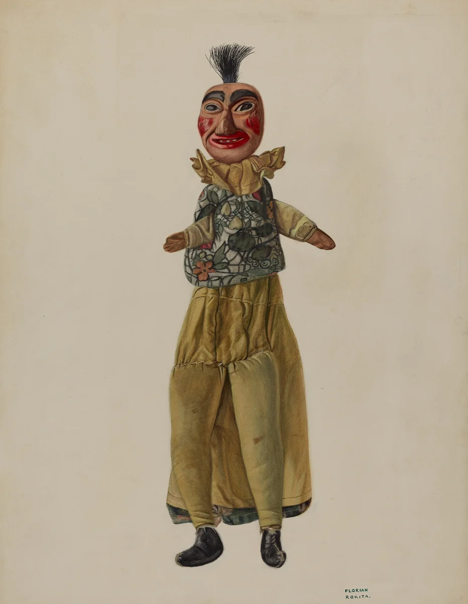 "Punch" Clown Puppet by Florian Rokita, index of american design, 1937