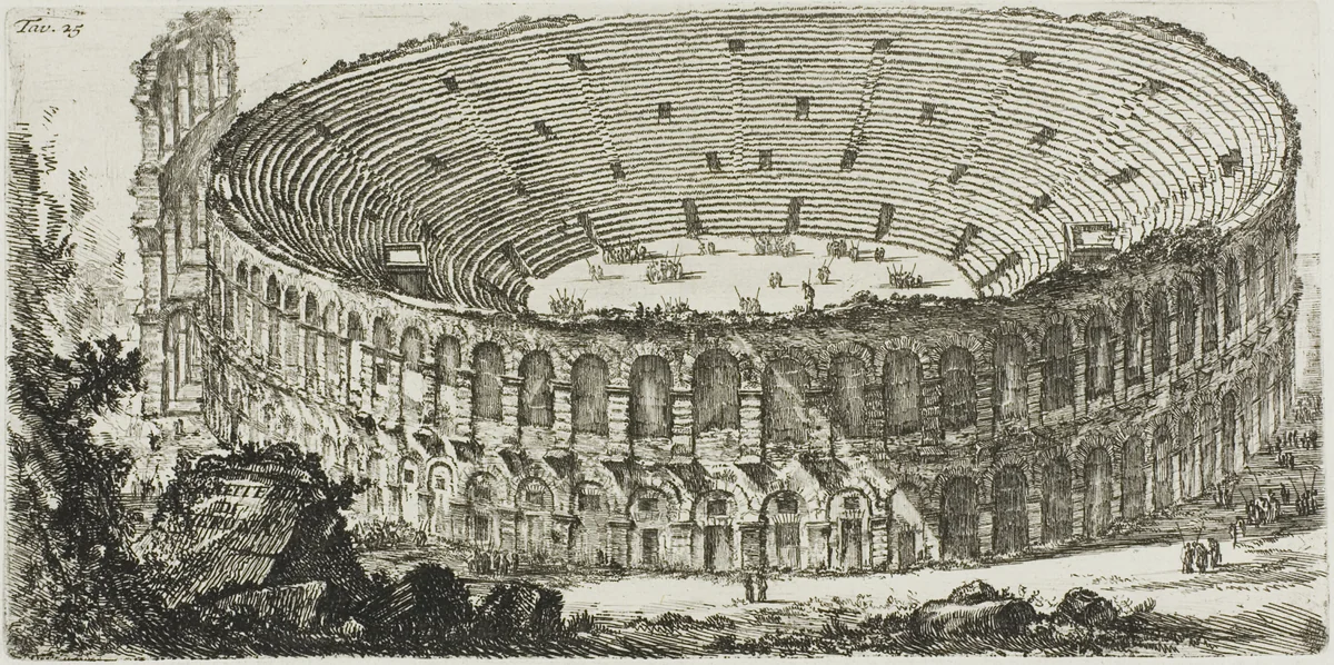 Ampitheater of Verona, plate 25 from Some Views of Triumphal Arches and other monuments by Giovanni Battista Piranesi, print, 1748