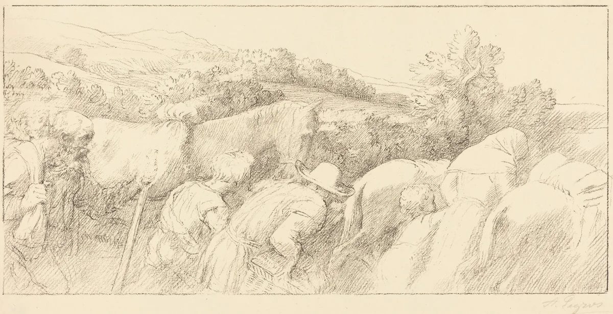 Return of the Peasants (Le retour des paysans) by Alphonse Legros, print, 1837-1911