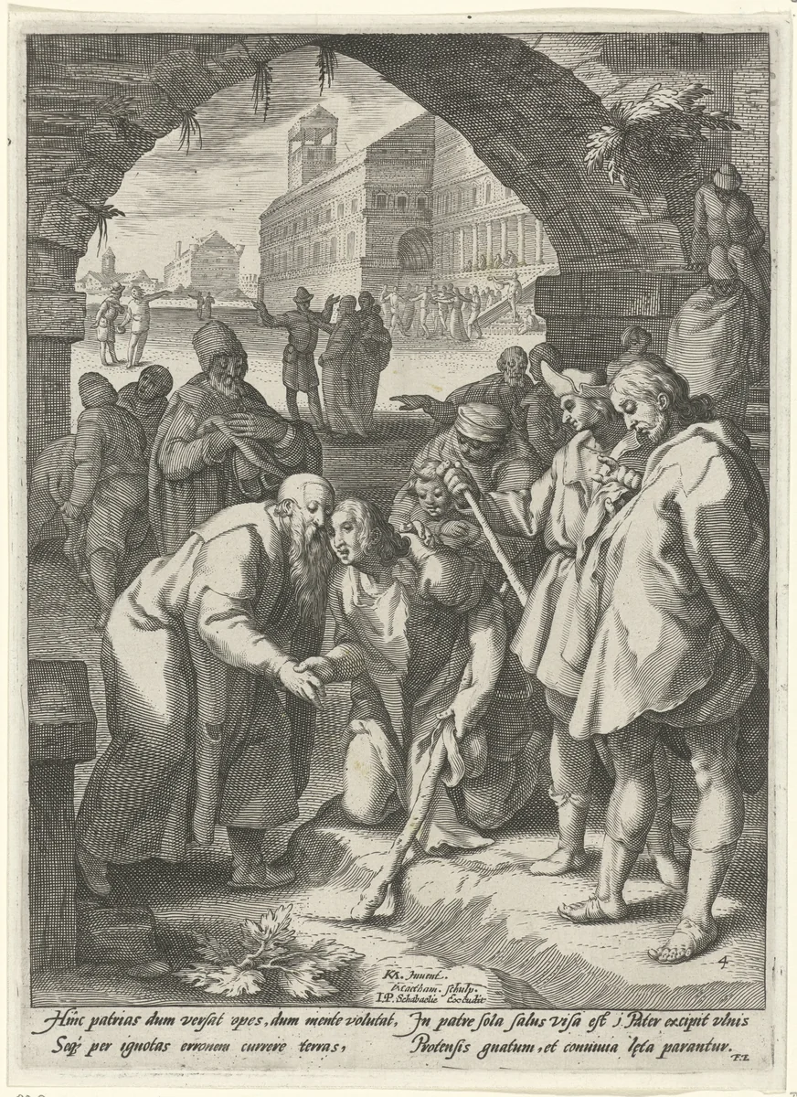 Thuiskomst van de verloren zoon by Unknown, print, 1592