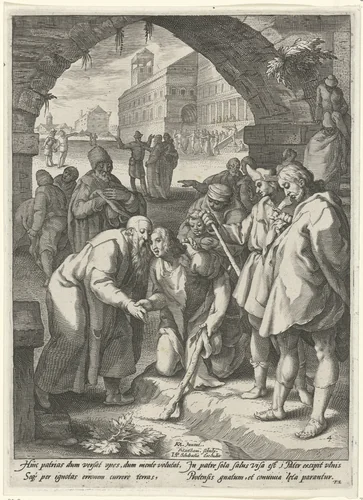 Thuiskomst van de verloren zoon by Unknown, print, 1592